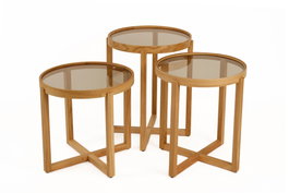 Hanah Home Milas 3 - Oak Juego de Mesas Apilables de 3 Piezas